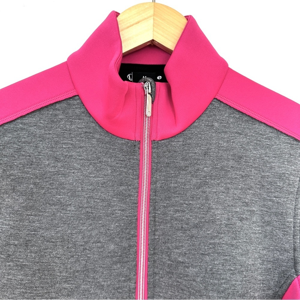 Sunice Vibrant Pink and Gray Neoprene Jacket, zip front, fitted - Picture 3 of 11